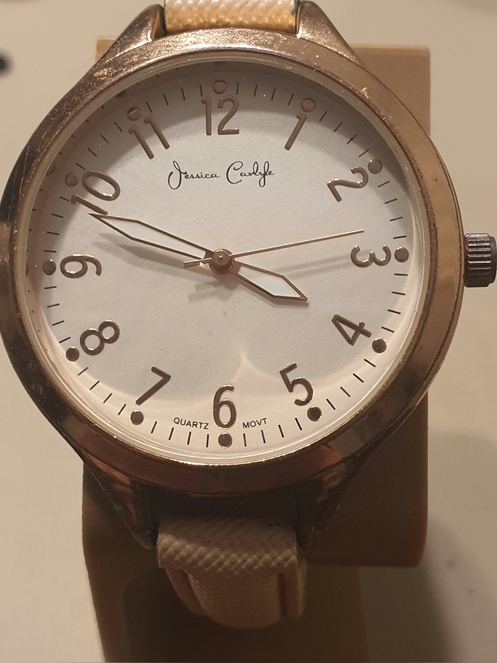 🦋10/$20🦋 Jessica Carlyle Goldtone/White Leather Women's Watch